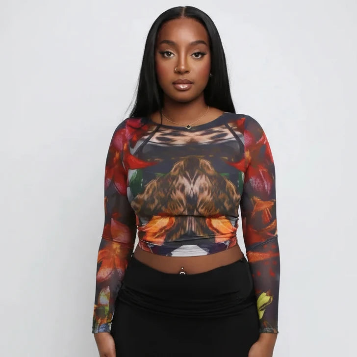 Leopard Print Long Sleeve Top