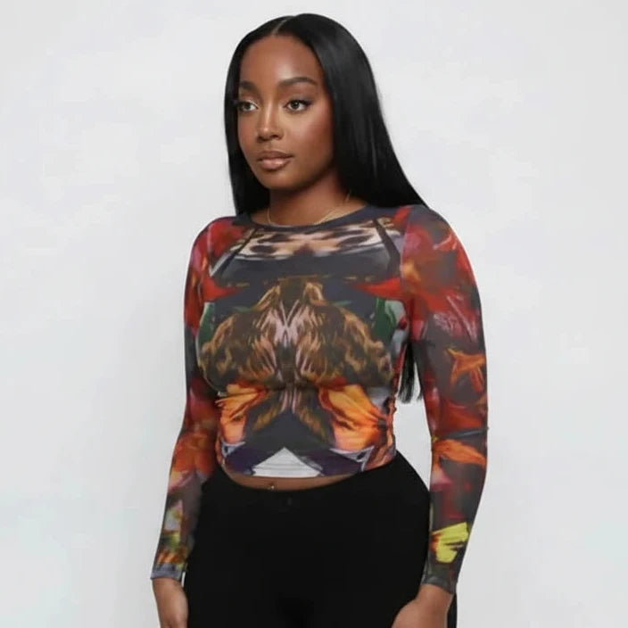 Leopard Print Long Sleeve Top