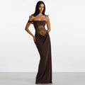 One-Shoulder Lace Maxi Dress