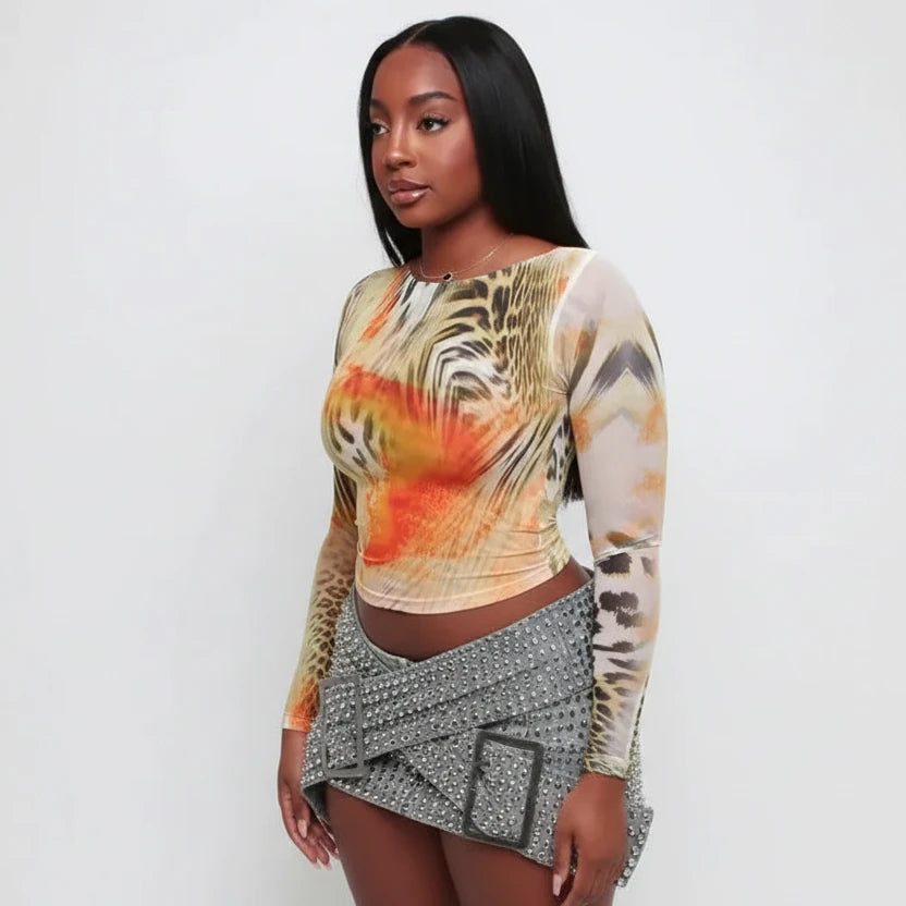 Leopard Print Long Sleeve Top