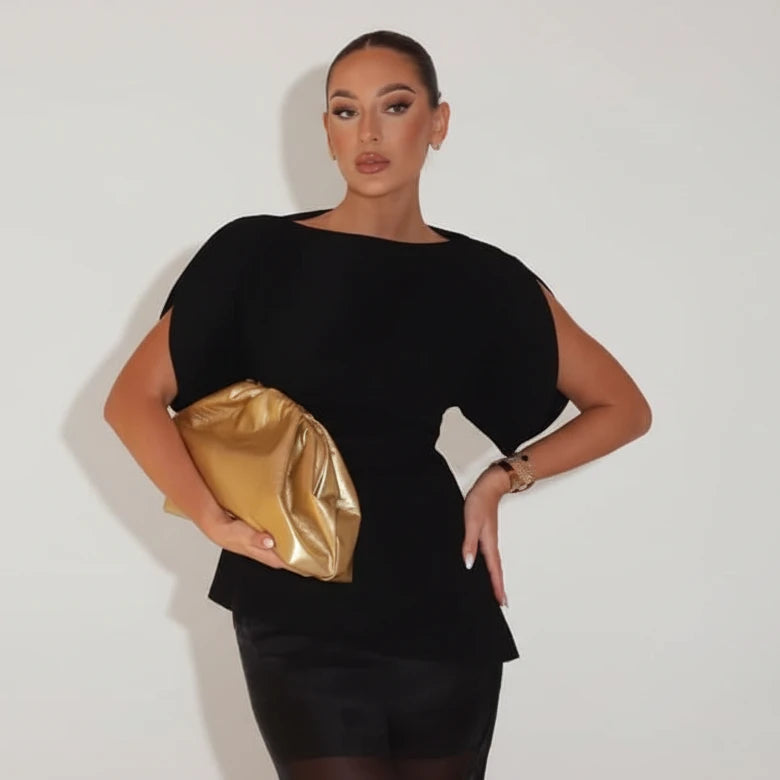 Black Puff Sleeve Crop Top