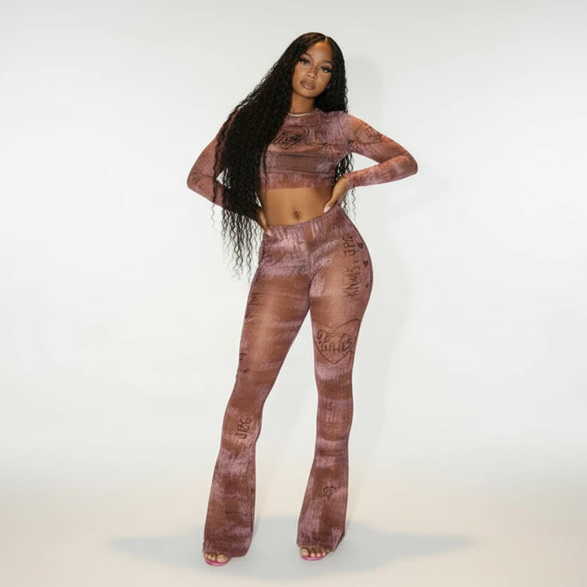Mesh Crop Top & Pants Set