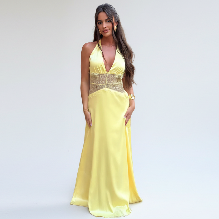 Summer Backless Lace Maxi Dress