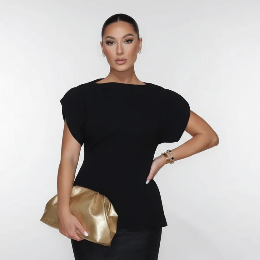 Black Puff Sleeve Crop Top